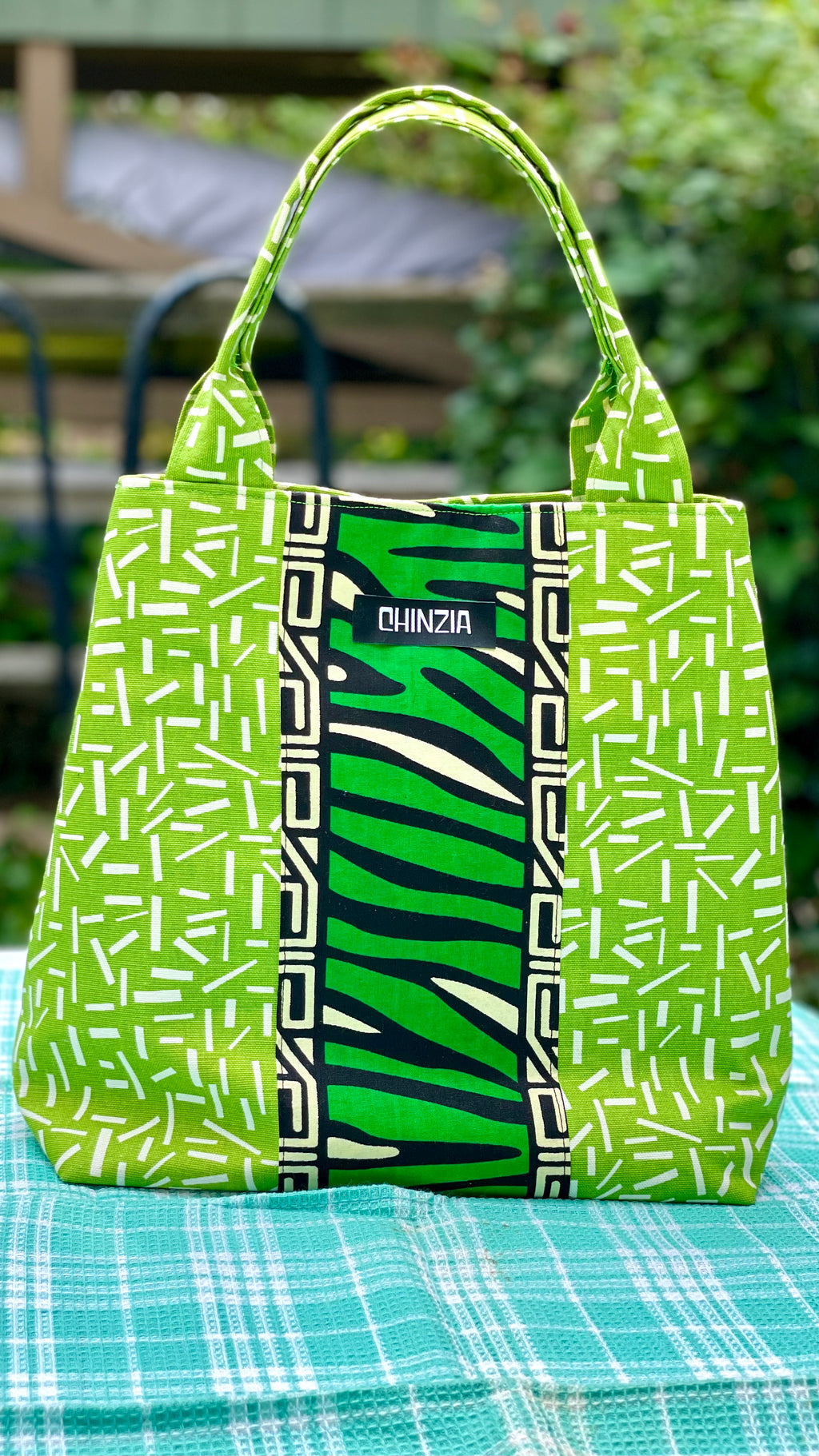 Green Print Tote Bag