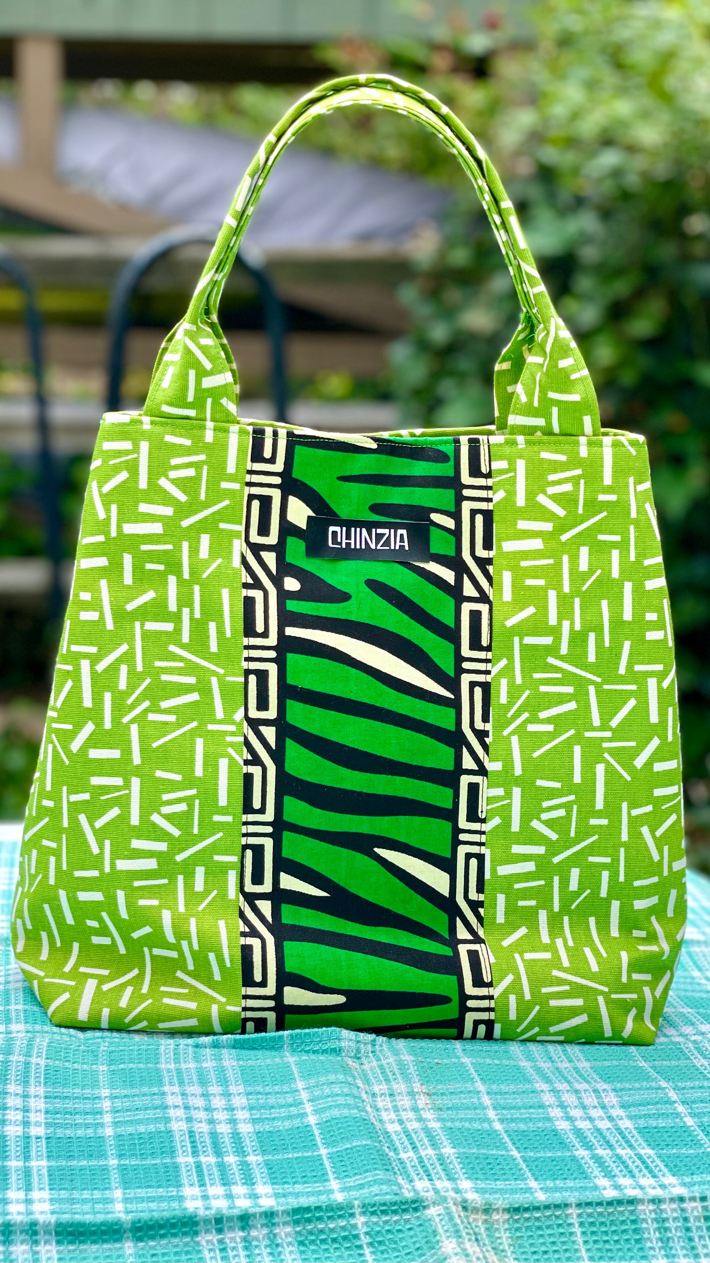 Green Print Tote Bag