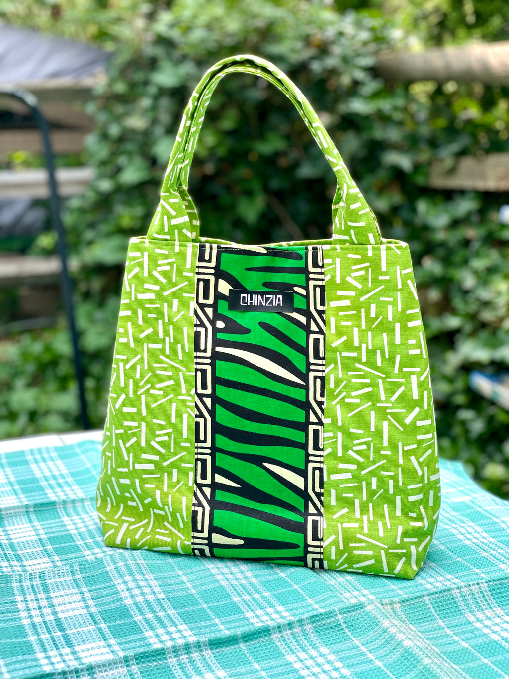 Green Print Tote Bag