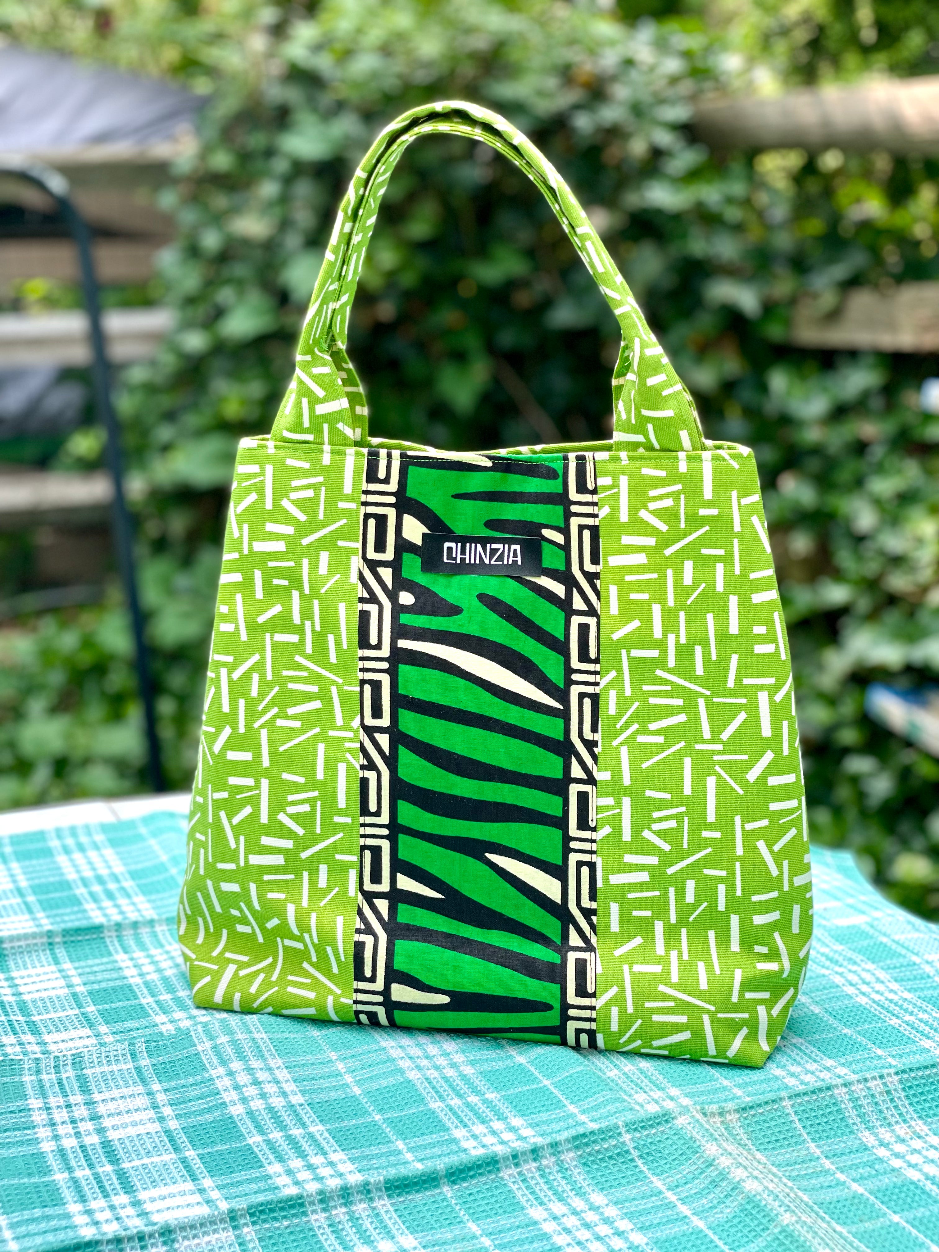 Green Print Tote Bag