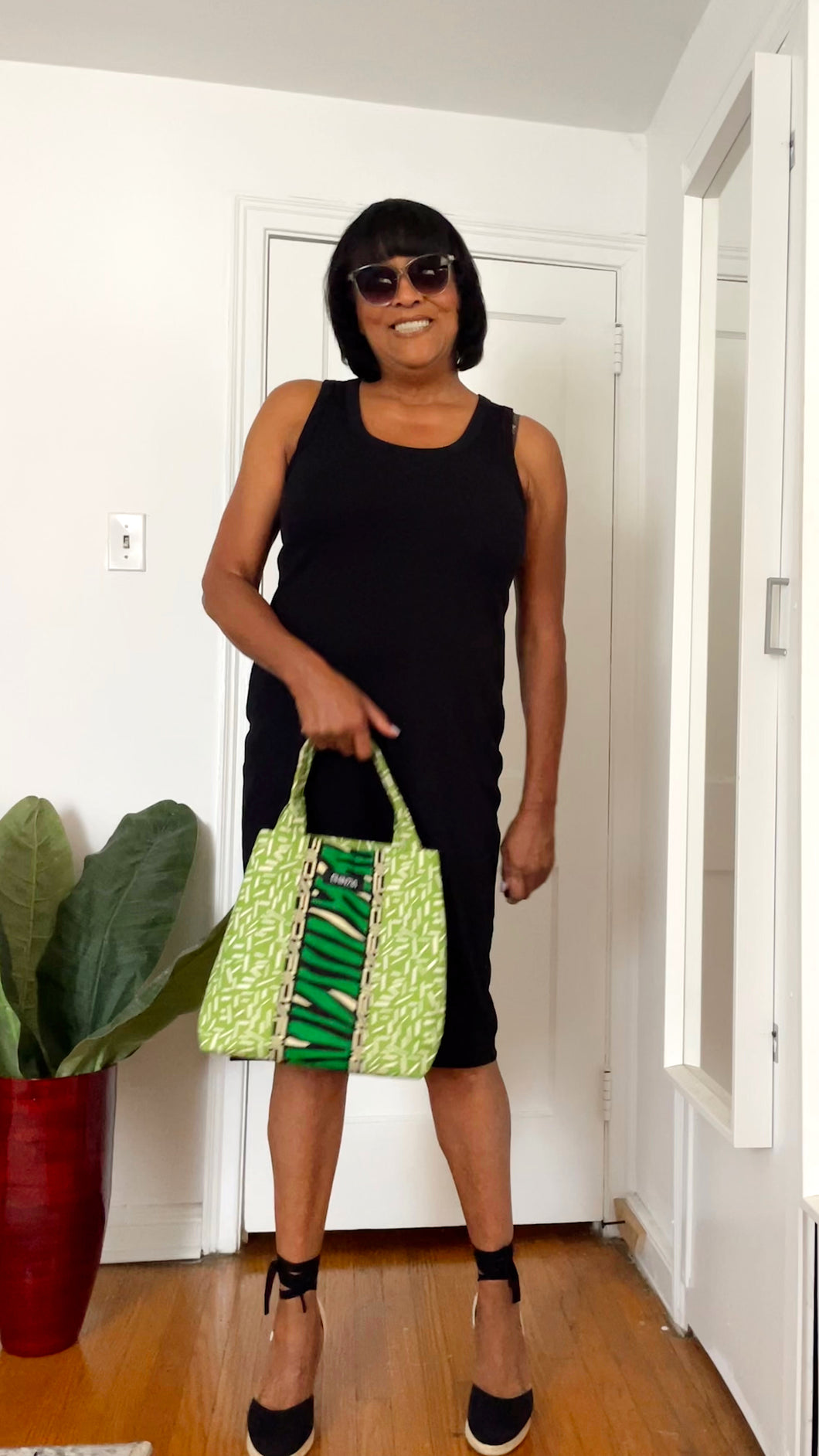 Green Print Tote Bag