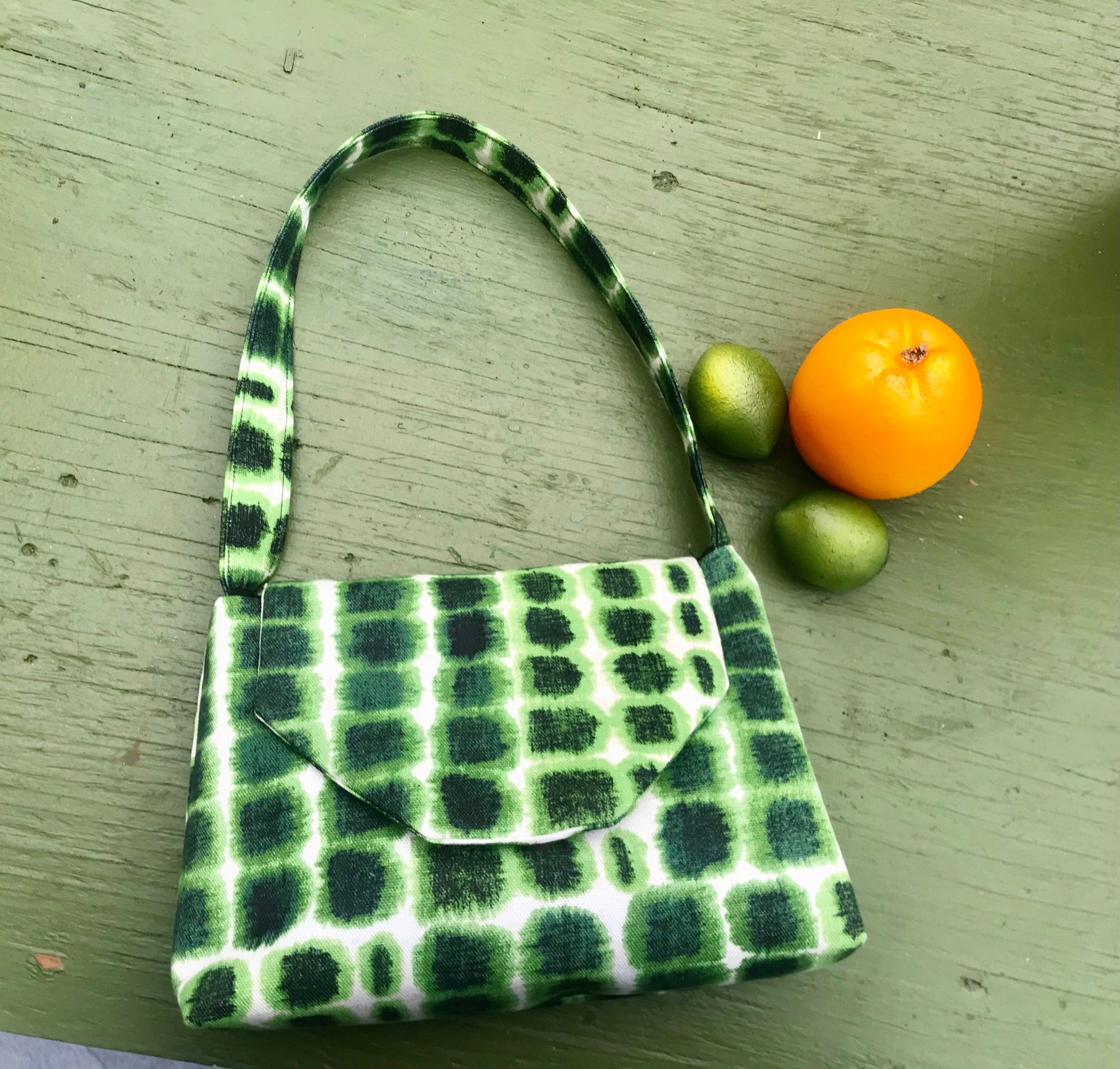 Green and Black Print Bag