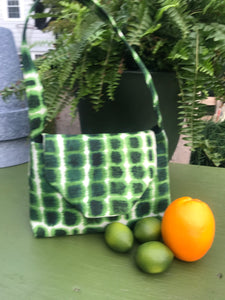 Green and Black Print Bag