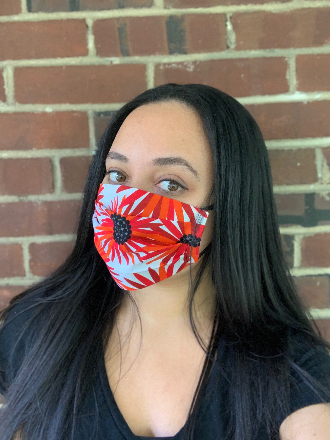 Red Floral Face Mask