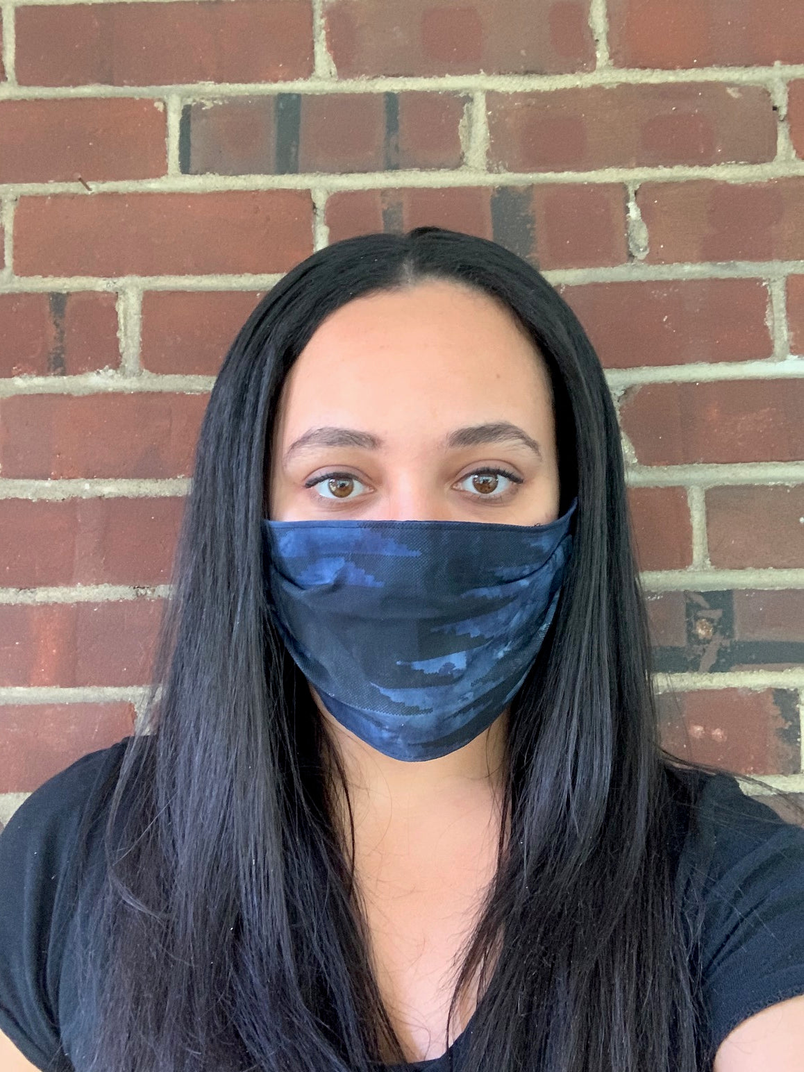 Navy Blue Geometric Face Mask