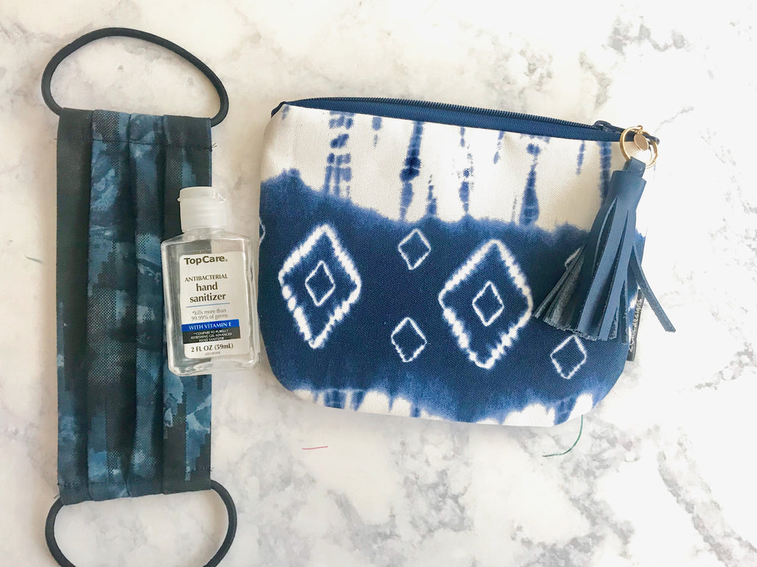 Blue and White Tie-Dye Clutch